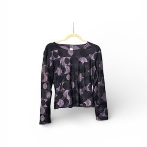 Hanky Panky Black and Purple Vintage Long Sleeve Top Y2K